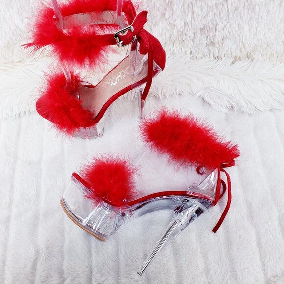 Marabou Feather Platform Shoes Sandals - Picture 3 of 15